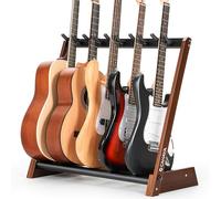 CAHAYA Support Guitares Bois Multi - Râtelier 5 Guitares Pliable Universel pour Guitares Acoustiques, Électriques, Classiques et Basses - Présentoir au Sol pour Maison, Studio