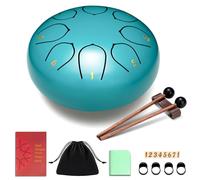 CAHAYA Tongue Drum 6 Pouces, Tambour à Langues 8 Notes en Do, Bleu Lac | En acier carbone, avec sac, baguettes et livret; pour enfants, débutants, méditation, yoga et éveil musical
