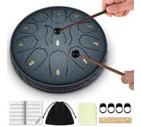 CAHAYA Tongue Drum, Tambour à Langues 6 Pouces, 11 Notes en Ré (D) | Son doux, jeu facile avec baguettes, sac et livret inclus; pour enfants, débutants, cadeau, méditation et voyage