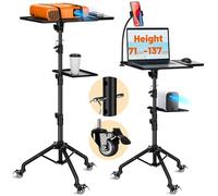 CAHAYA Trépied multifonctionnel pour projecteur - Hauteur réglable - Portable - Pour ordinateur portable et musique - Avec plateau - Col de cygne - Roues rotatives à 360° - Pour réunions, maison et