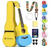 CAHAYA Ukulélé Soprano 23 Pouces: ukulélé en tilleul avec housse de transport, sangle réglable, partitions, cordes de rechange, chiffon de nettoyage et 4 médiators pour adultes débutants, Jaune