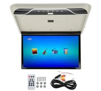 Cahead Lecteur Vidéo, 45 cm Cahead Moniteur Voiture Montage Plafond Écran LCD Pliable 1080P 16 Couleurs Contrôle Tactile Atmosphère Lumière Entrée USB (Gris)