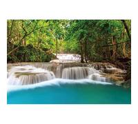 Caheansi 5x3ft Cascade Fond Vert Forêt Arbres Roches De Montagne Eau Courante Lac Rivière Nature Paysage Photographie Fond pour Décorations Murales Portrait Photo Cabine Props