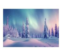 Caheansi Toile de fond de paysage d'hiver de 3 x 2,4 m, montagnes enneigées, sapins, forêt, nuages roses, paysage naturel, fond de photographie, fond de fête, papier peint photo accessoires de studio