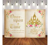 Caheansi Toile de fond rétro « Once Upon a Time » de 3 x 2 m - Motif château de princesses et de contes de fées - Bannière pour fête d'anniversaire - Décoration de gâteau - Accessoires de studio photo