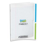 Cahier 2 sections Conquerant classique agrafe 170x220 96p 90g seyes polypro incolore