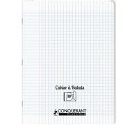 Cahier 48 pages seyès 90 g avec couverture polypropylène incolore 3 rabats, format 24 x 32 cm CONQUERANT