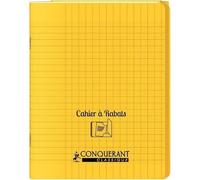 Cahier 48 pages seyès 90 g avec couverture polypropylène jaune 3 rabats, format 17 x 22 cm CONQUERANT