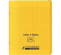 Conquerant Cahier 96 pages Seyès 90 g - couverture polypropylène jaune, 3 rabats, 17 x 22 cm