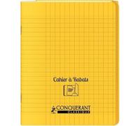 Cahier 96 pages seyès 90 g avec couverture polypropylène jaune 3 rabats, format 17 x 22 cm CONQUERANT