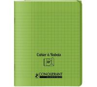 Cahier 96 pages seyès 90 g avec couverture polypropylène vert 3 rabats, format 17 x 22 cm CONQUERANT