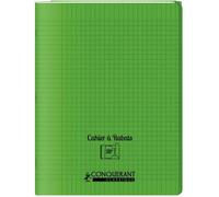 Conquérant Cahier à rabat agrafé 24 x 32 cm 96 p 90 g Grands carreaux Polypro Vert
