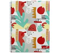 Cahier à double spirales avec motif fleuri ou cœurs assortis A4 par Silvine