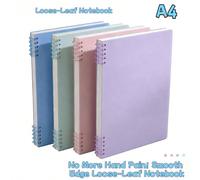 Cahier à feuilles mobiles esthétique A4, 60 pages (120 feuilles), grandes lignes réglées, couverture souple et durable en PP, papier épais résistant aux bavures, convient pour les études, le travail e
