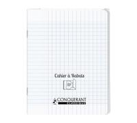Cahier a rabat Conquerant classique agrafe 170x220 48p 90g seyes polypro incolore
