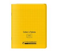 Cahier a rabat Conquerant classique agrafe 170x220 48p 90g seyes polypro jaune