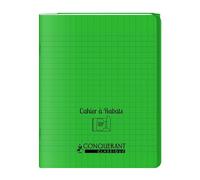 Cahier a rabat Conquerant classique agrafe 170x220 48p 90g seyes polypro vert