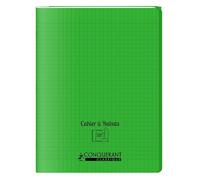 Cahier a rabat Conquerant classique agrafe 240x320 96p 90g seyes polypro vert