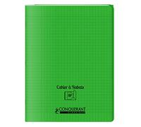 Conquerant Cahier Séyès 24 x 32 cm 48 pages 90 g Couverture polypropylène 3 rabats Vert