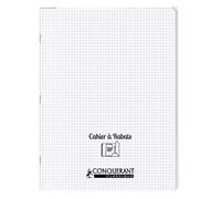 Conquérant Cahier À Rabat Agrafé 24x32cm 96p 90g Petits Carreaux Polypro Incolore
