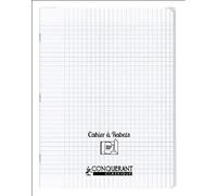 Conquerant Cahier à rabat agrafé 24×32 cm - 96 p - 90 g - grands carreaux - polypro incolore