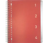 Cahier à spirale 4en1, A4, ligné, 200 pages, bleu