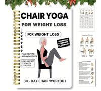 Cahier à spirale de 30 jours de yoga sur chaise pour la perte de poids, programme de yoga assis à faible impact pour seniors et débutants, journal de perte de poids avec postures de (1PCS)