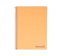 Cahier à spirale leiderpapel a4 wonder couvercle en plastique 80h 90gr boîte 4mm avec marge orange