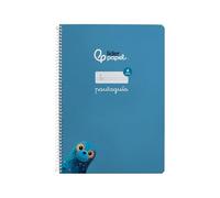 Cahier à spirale Liderpapel a4 avec couverture souple 80 h 75 g, tableau ligné 4 mm, couleur bleue.