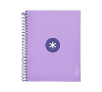 Cahier à spirale Liderpapel a4 micro antartik couverture doublée 120h 100 g tableau 5 mm 5 bandes 4 trous couleur lavande