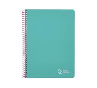Cahier à spirale Liderpapel a4 witty couverture rigide 80h 90 g tableau 4 mm avec marge de couleur turquoise