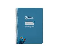 Cahier à spirale Liderpapel a5 avec couverture souple 40 h 75 g, tableau ligné 4 mm, couleur bleue