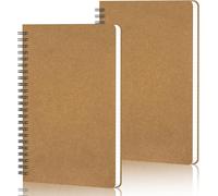 Cahier À Spirale Pour Étudiants, A5 2pcs 5,5x8,3 Pouces Carnets D'écriture À Carreaux 5mm Journal, Bloc-Notes Mémo Carnet De Croquis, Journal Intime À Spirale - Couverture Kraft