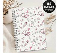 Cahier à spirale thème infirmière - rose avec illustrations médicales, 160 pages, parfait pour le planificateur de l'école d'infirmières, le journal de voyage et le cadeau d'appréciation des infirmièr