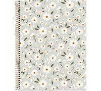Cahier A4 (210 X 297 Mm), Quadrillage 5 Mm, 100 Feuilles De 70 G/M², Couverture En Carton Vert, 4 Bandes De Couleur, Spirale Cuivre, Collection Spring Flowers, Fleurs