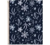Cahier A4 (210 X 297 Mm), Quadrillage 5 Mm, 120 Feuilles De 70 G/M², Couverture En Carton, 4 Bandes Colorées, Spirale Cuivre, Collection Midnight Secrets, Jardin Bleuté