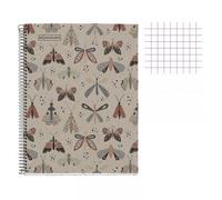Cahier - A4 21x29,7(Cm) - Petits Carreaux - 80 Pages - Couverture En Carton Papillons - À Spirale - Miquelrius