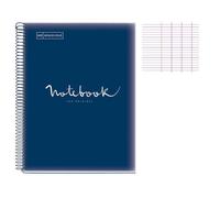 Miquelrius - Cahier Notebook A4 (21x29,7 cm) grands carreaux 80 pages spirale polypro bleu marine