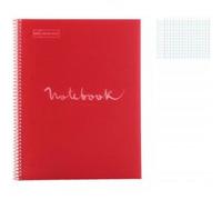 Cahier - A4 (21x29,7cm) - Grands carreaux - 80 pages - couverture en polypro rouge - à spirale - Miquelrius Rouge G