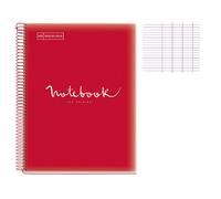 Miquelrius – Cahier A4 Carnet Emotions – 80 f. 90 g/m² Seyès spirale microperforée 4 trous rouge