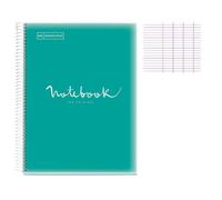 Cahier - A4 (21x29,7cm) - Grands carreaux - 80 pages - couverture en polypro turquoise - à spirale - Notebook Miquelrius