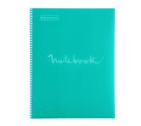 Cahier - A4 (21x29,7cm) - Grands Carreaux - 80 Pages - Couverture En Polypro Turquoise - À Spirale - Notebook Miquelrius