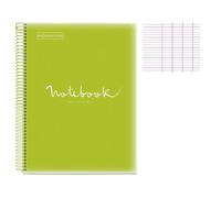 Cahier - A4 (21x29,7cm) - Grands carreaux - 80 pages - couverture en polypro vert citron - à spirale - Notebook Miquelrius