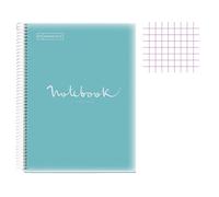 Cahier - A4 (21x29,7cm) - Petits Carreaux - 120 Pages - Couverture En Polypro Bleu Ciel - À Spirale - Notebook Miquelrius