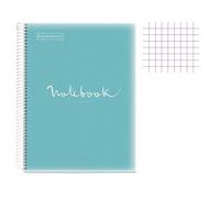 Cahier - A4 (21x29,7cm) - Petits carreaux - 120 pages - couverture en polypro bleu ciel - à spirale - Notebook Miquelrius