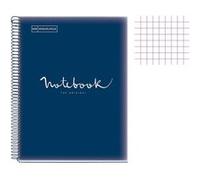 Cahier - A4 (21x29,7cm) - Petits Carreaux - 120 Pages - Couverture En Polypro Bleu Marine - À Spirale - Miquelrius