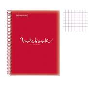 Cahier - A4 (21x29,7cm) - Petits carreaux - 120 pages - couverture en polypro rouge - à spirale - Notebook Miquelrius