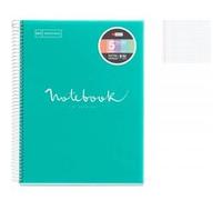 Cahier - A4 (21x29,7cm) - Petits carreaux - 120 pages - couverture en polypro turquoise - à spirale - Miquelrius G