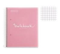 Cahier - A4 (21x29,7cm) - Petits carreaux - 160 pages - couverture en polypro rose - à spirale - Notebook Miquelrius G
