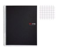 Miquelrius Cahier A4 (21x29,7 cm) Petits carreaux 5 mm 200 pages Couverture polypro noire à spirale